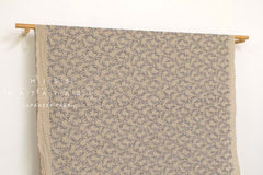 Japanese Fabric Shokunin Collection Yarn-Dyed Sun-Dried Kasuri Embroidered Linen Blend - eggplant, grey - 50cm