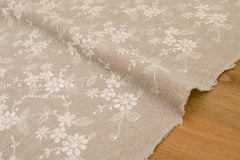 Japanese Fabric Shokunin Collection Sun-Dried Embroidered Linen Blend - natural - 50cm