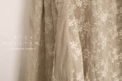 Japanese Fabric Shokunin Collection Sun-Dried Embroidered Linen Blend - natural - 50cm