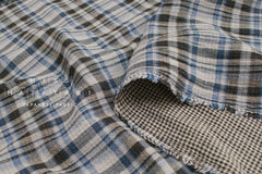 Japanese Fabric Shokunin Collection Yarn-Dyed Plaid and mini gingham - blue - 50cm