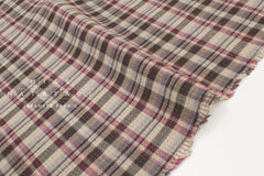 Japanese Fabric Shokunin Collection Yarn-Dyed Plaid and mini gingham - wine - 50cm