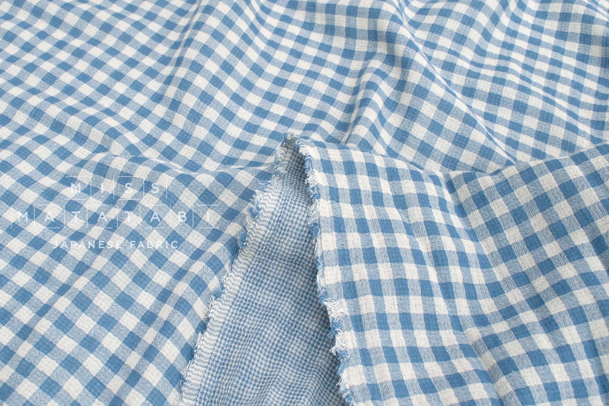 Japanese Fabric Shokunin Collection Yarn-Dyed Gingham - light blue - 50cm