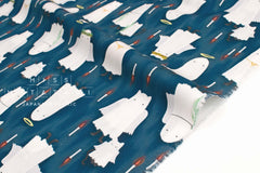 Japanese Fabric Spooky Cats - blue - 50cm