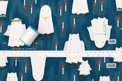 Japanese Fabric Spooky Cats - blue - 50cm