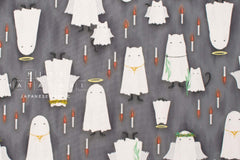 Japanese Fabric Spooky Cats - grey - 50cm