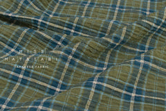 Japanese Fabric Shokunin Collection Yarn-Dyed Plaid Herringbone - green, blue - 50cm