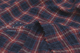 Japanese Fabric Shokunin Collection Yarn-Dyed Plaid Herringbone - blue, red - 50cm