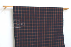 Japanese Fabric Shokunin Collection Yarn-Dyed Plaid Herringbone - blue, red - 50cm