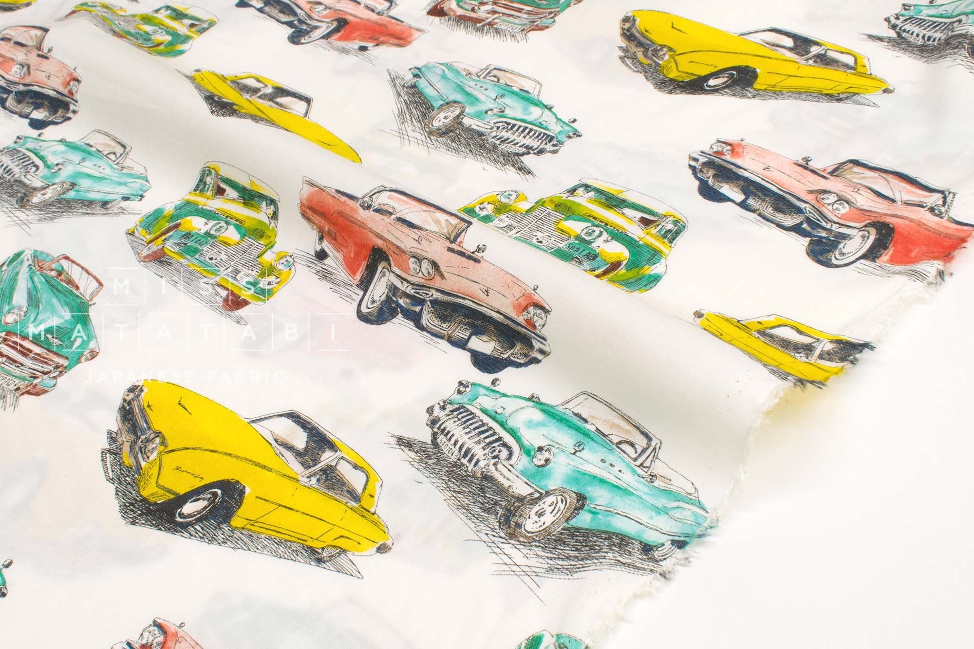 Japanese Fabric Classic Cars - A - 50cm