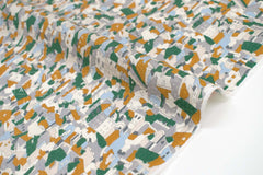 Japanese Fabric Cliffside Village Seersucker - B - 50cm