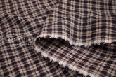 Japanese Fabric Shokunin Collection Yarn-Dyed Wool Cotton Plaid - dark eggplant - 50cm