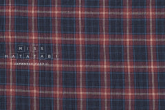 Japanese Fabric Shokunin Collection Yarn-Dyed Plaid Herringbone - blue, red - 50cm