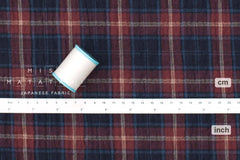 Japanese Fabric Shokunin Collection Yarn-Dyed Plaid Herringbone - blue, red - 50cm