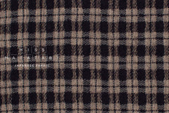 Japanese Fabric Shokunin Collection Yarn-Dyed Wool Cotton Plaid - dark eggplant - 50cm