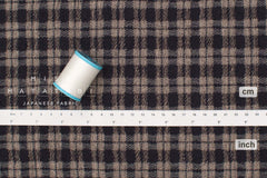 Japanese Fabric Shokunin Collection Yarn-Dyed Wool Cotton Plaid - dark eggplant - 50cm