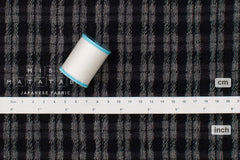Japanese Fabric Shokunin Collection Yarn-Dyed Wool Cotton Plaid - black, grey - 50cm