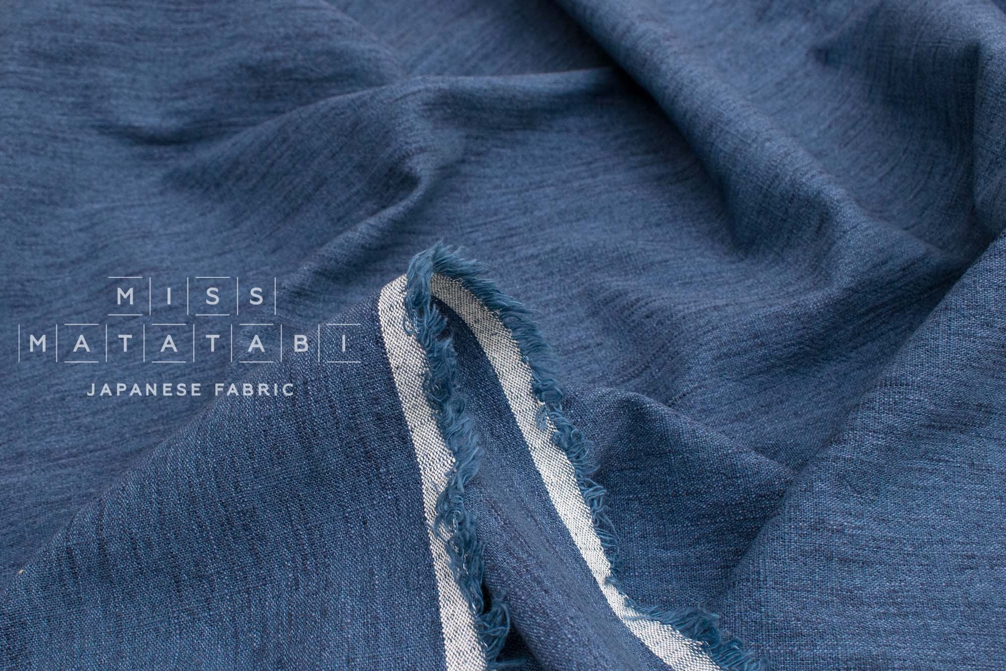 Japanese Fabric Shokunin Collection Yarn-Dyed Slub Cotton - blue - 50cm