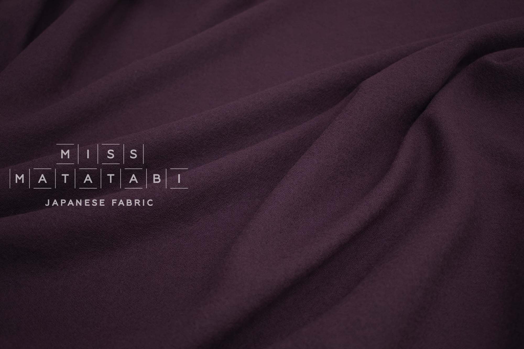 Japanese Fabric Shokunin Collection Worsted Yarn Dyed Wool Gauze - berry - 50cm