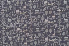 Japanese Fabric Village Life Rayon Blend - charcoal grape - 50cm