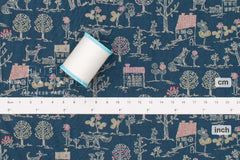 Japanese Fabric Village Life Rayon Blend - blue - 50cm