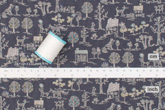 Japanese Fabric Village Life Rayon Blend - charcoal grape - 50cm