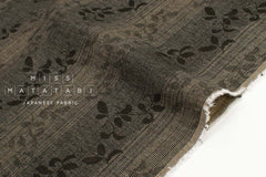 Japanese Fabric Yarn Dyed Woven Vines Jacquard - black, latte - 50cm