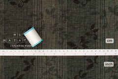 Japanese Fabric Yarn Dyed Woven Vines Jacquard - black, latte - 50cm