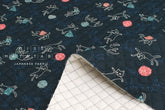 Japanese Quilted Cotton Wa Cats I - indigo blue - 50cm