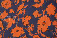 Japanese Fabric 100% linen Negative Flower - D - 50cm