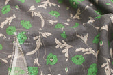 Japanese Fabric 100% linen Hokkoh Poppies III - green, grey - 50cm