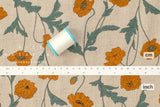 Japanese Fabric 100% linen Hokkoh Poppies III - orange - 50cm