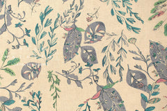 Japanese Fabric Akari Leaves Linen Blend - B - 50cm