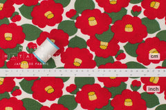 Japanese Fabric Cotton Seersucker Showa Retro Tsubaki - A - 50cm