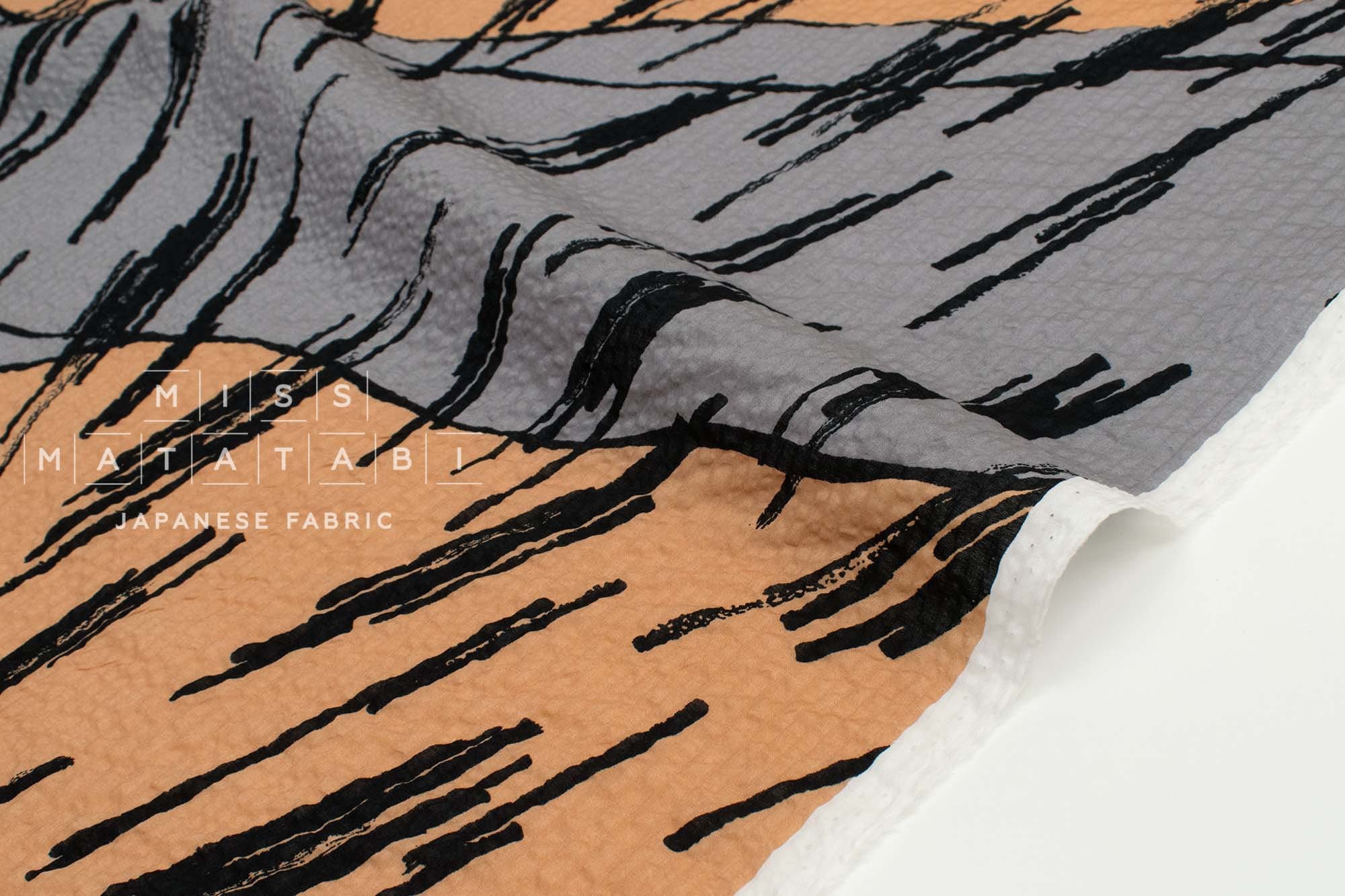 Japanese Fabric Ripple Wave Lawn Canyon - A - 50cm