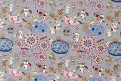 Japanese Fabric Cotton Seersucker Summer Festival Cats - C - 50cm