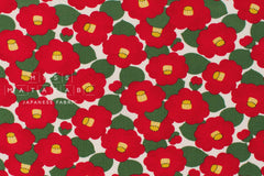 Japanese Fabric Cotton Seersucker Showa Retro Tsubaki - A - 50cm