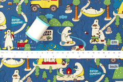 Japanese Fabric Polar Bear and Penguin Go Camping - E - 50cm