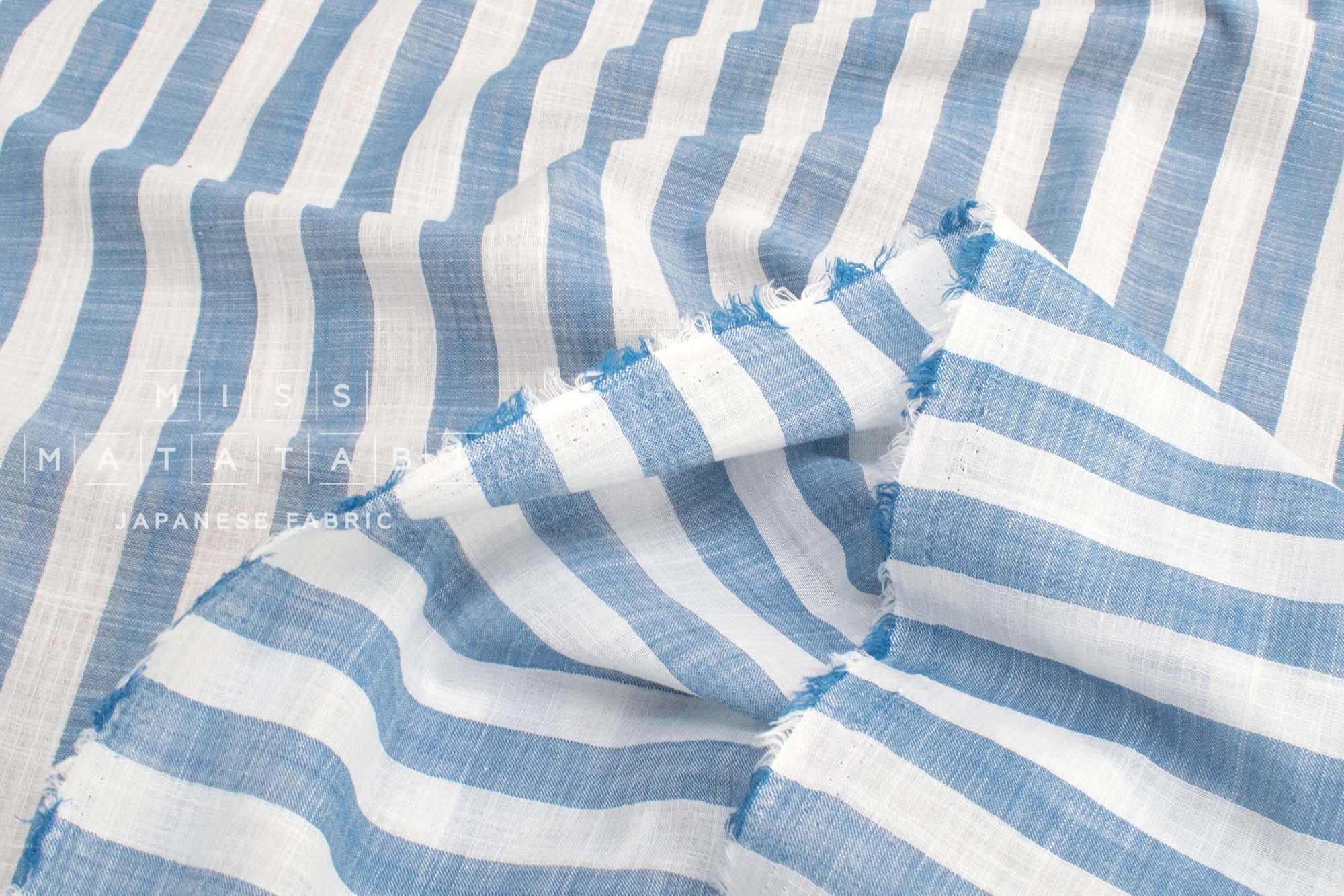 Japanese Fabric Yarn Dyed Cotton Stripe - blue - 50cm