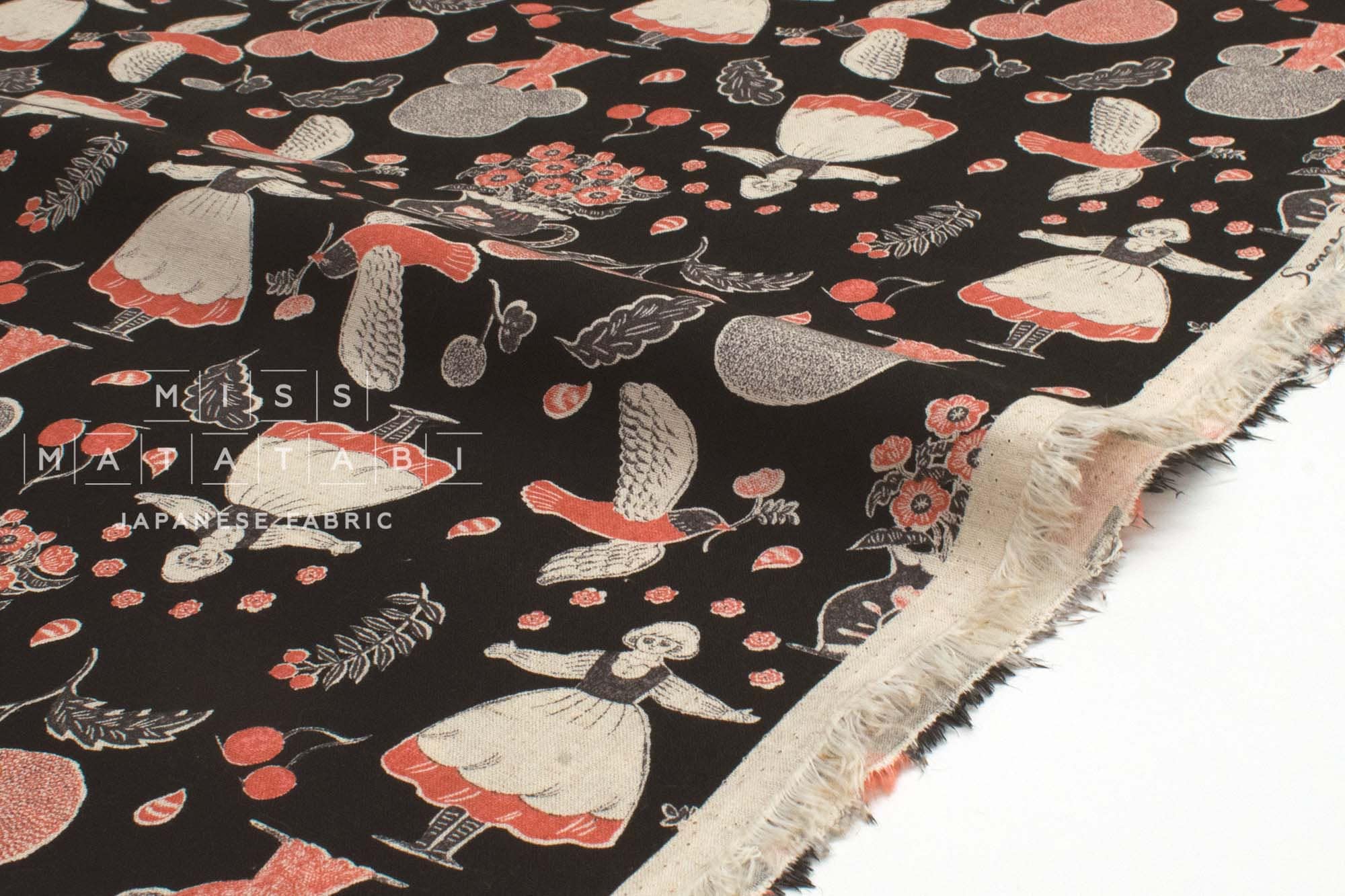 Japanese Fabric Kokka Sanae Sugimoto Humming Flower - E - 50cm