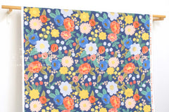 Cotton + Steel Rifle Paper Co. Vintage Garden Vintage Blossom Canvas - blue metallic - 50cm