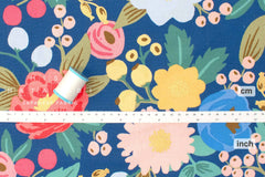 Cotton + Steel Rifle Paper Co. Vintage Garden Vintage Blossom Canvas - blue metallic - 50cm