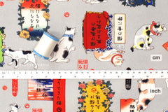 Japanese Fabric Ukiyo-e Kuniyoshi Style Cat Proverbs - B - 50cm