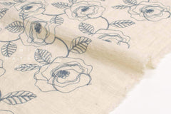 Japanese Fabric Shokunin Collection Yarn-Dyed Embroidered Linen Blend Voile - natural - 50cm