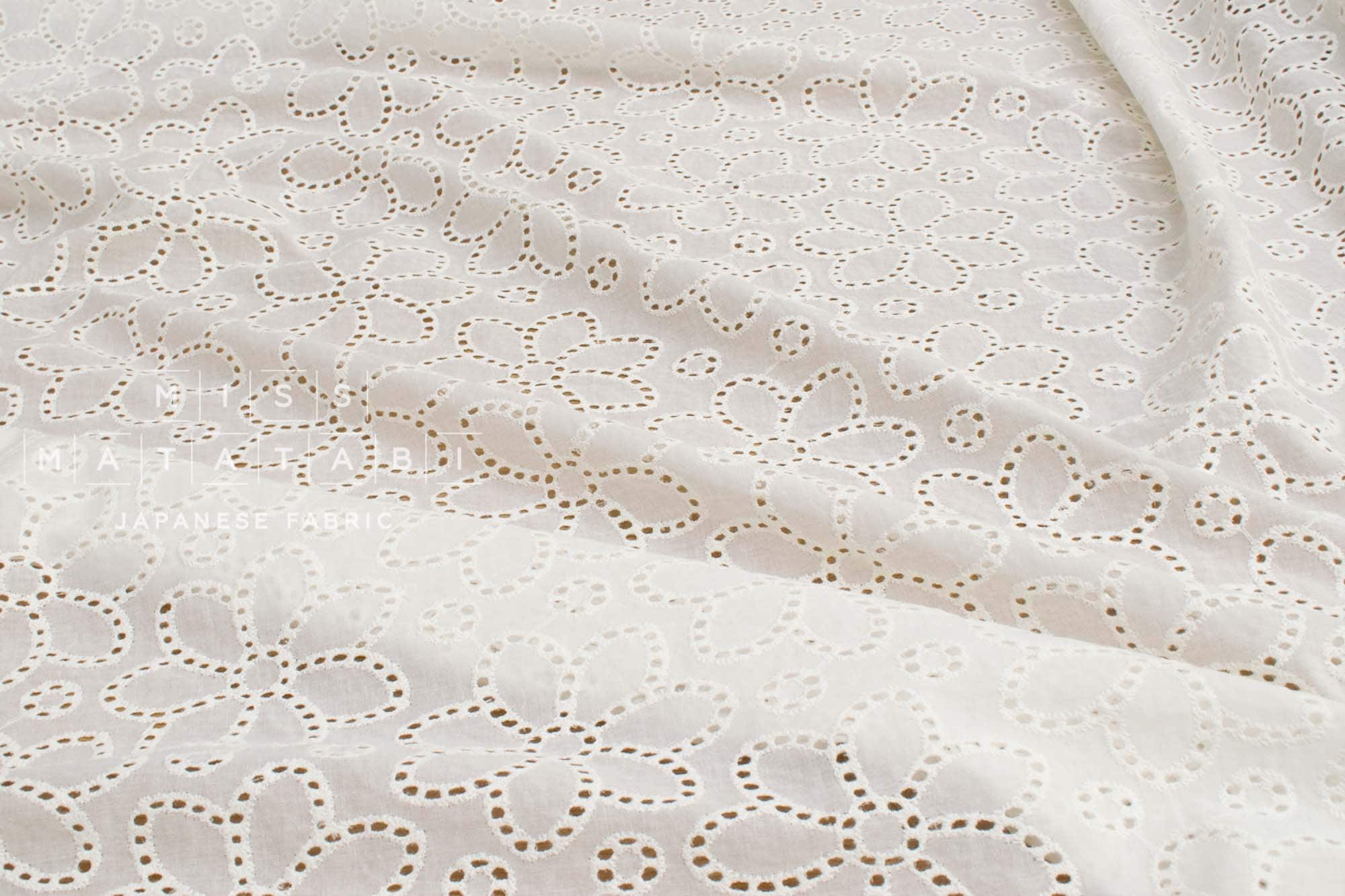 Japanese Fabric Embroidered Eyelet Flowers - 50cm