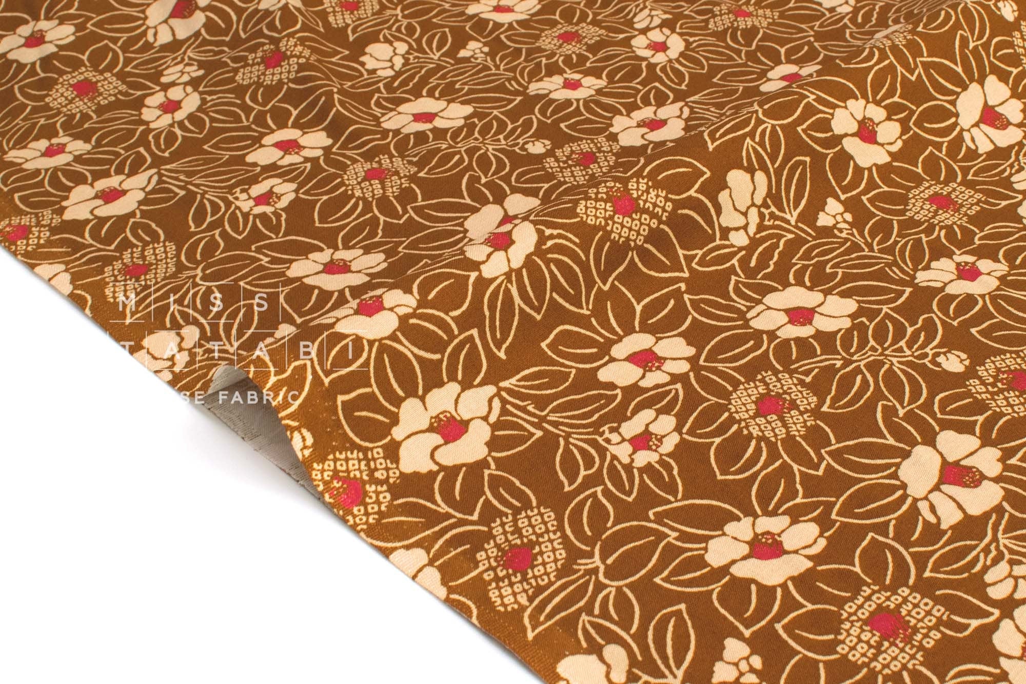 Japanese Fabric Kanokomon Tsubaki - C - 50cm