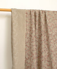 Japanese Fabric Shokunin Collection Yarn-Dyed Sun-Dried Kasuri Embroidered Linen Blend - pink red, grey - 50cm