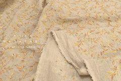 Japanese Fabric Shokunin Collection Yarn-Dyed Sun-Dried Kasuri Embroidered Linen Blend - soft yellow - 50cm