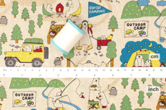 Japanese Fabric Polar Bear and Penguin Go Camping - A - 50cm