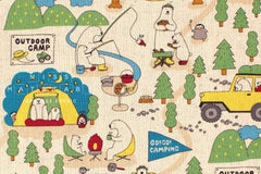 Japanese Fabric Polar Bear and Penguin Go Camping - A - 50cm