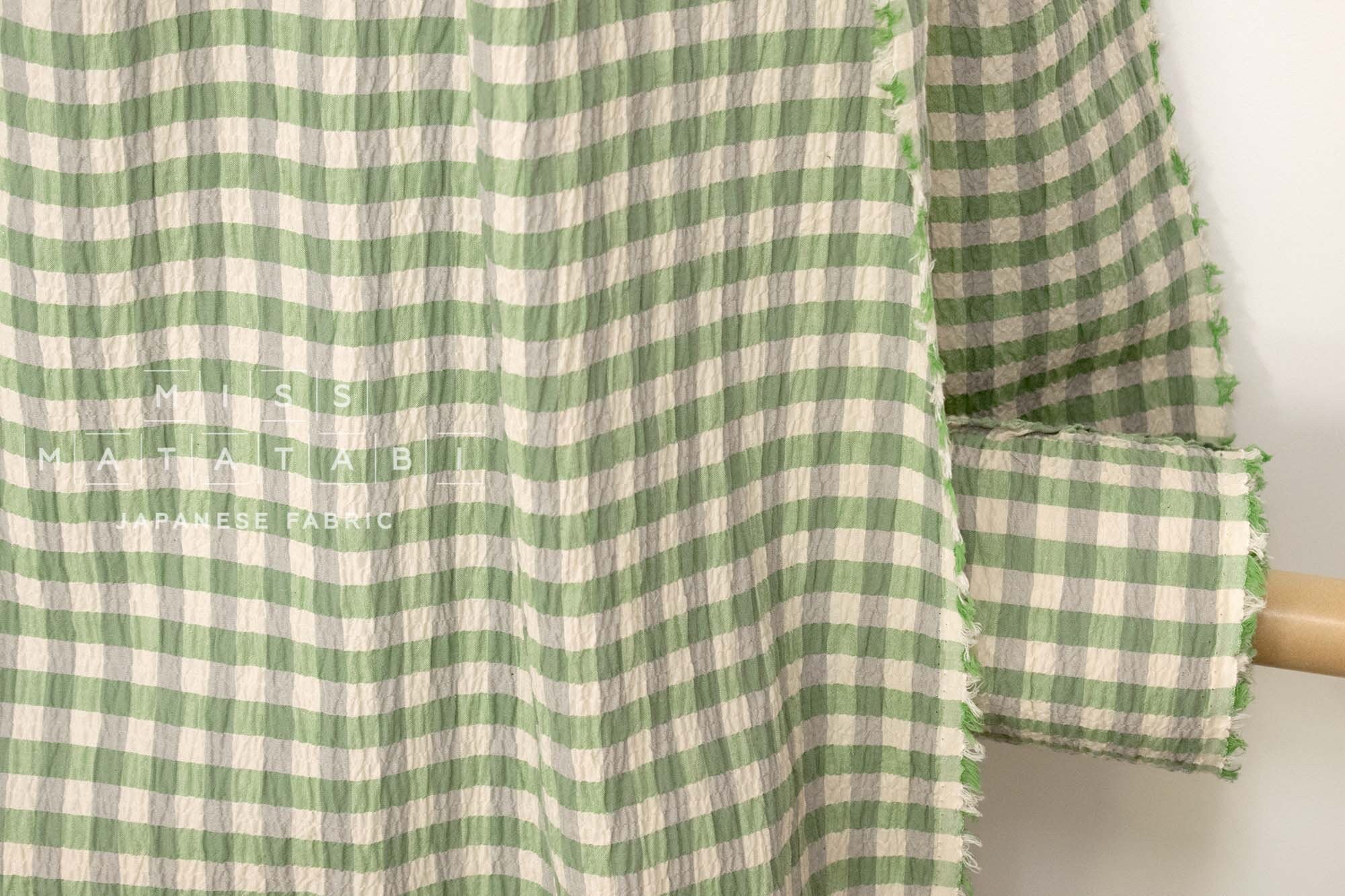 Japanese Fabric Shokunin Collection Yarn-Dyed Check - green - 50cm